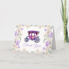 Lavender Blommigt Princess Carriage Baby Shower Tack Kort