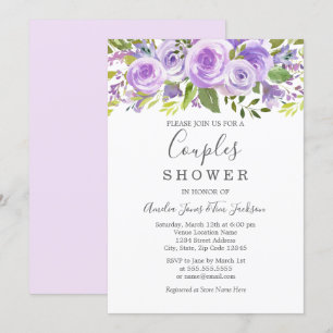 Lavender Blommigt Ro Bröllop Par Shower Inbjudningar