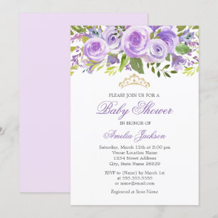 Lavender Blommigt Ro Girl Baby Shower Inbjudningar