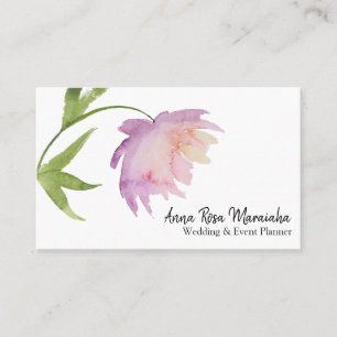 *~* Lavender Blommigt Rosa Elegant Watercolor Peon Visitkort