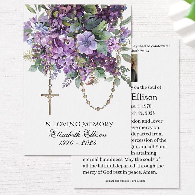 Lavender Blommigt Rosary Funeral Memorial Prayer Visitkort (Skapare uppladdad)