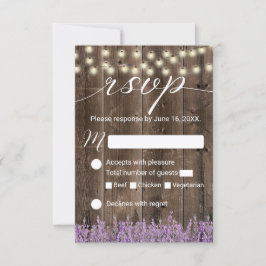 Lavender Blommigt Rustic String Ljus Bröllop OSA Kort