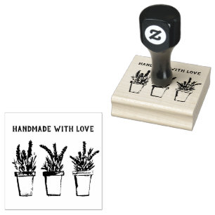 Lavender Blommigt Rustic Vintage Handgjord med kär Stämpel