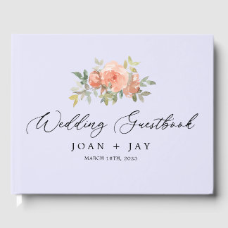 Lavender Blommigt Sophisticated Elegant Guest Bok