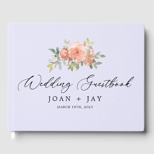 Lavender Blommigt Sophisticated Elegant Guest Bok (Framsida)
