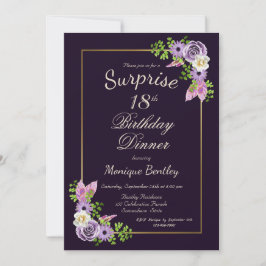 Lavender Blommigt Surprise 18:e födelsedag Inbjudningar