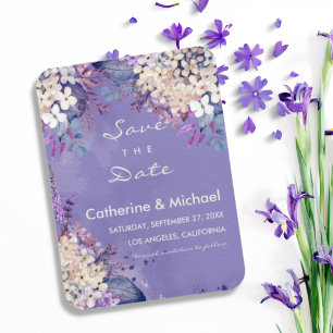 Lavender Blommigt Vår-bröllop spara datum Magnet