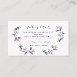 Lavender blommigt Vår Wandan bröllop webbplats Tilläggskort