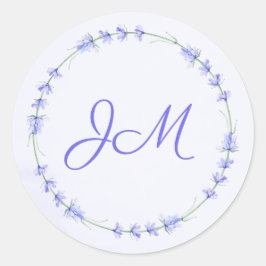 Lavender Blommigt Wandeene Monogram Weders Runt Klistermärke
