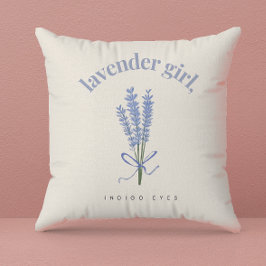 Lavender Blommigt Watercolor Illustration Kudde