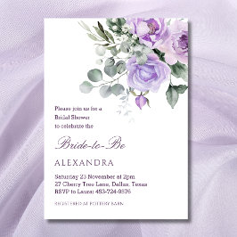Lavender Blommigt Watercolor Peony Möhippa Inbjudningar