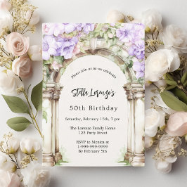 Lavender-blommigtar - arch beige-födelsedag inbjudningar