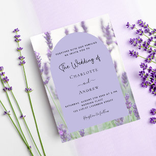 Lavender-blommigtar - inbjudan till budgetbröllop