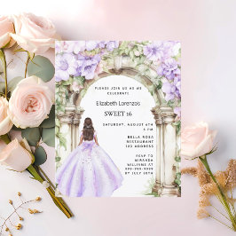 Lavender blommigts Arch dress Sweet 16 inbjudan