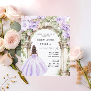 Lavender blommigts Arch dress Sweet 16 inbjudan