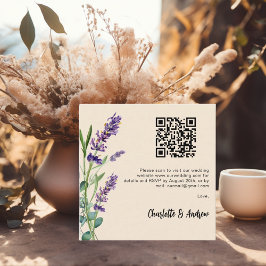 Lavender blommigts beige QR-kodbröllop OSA Tilläggskort