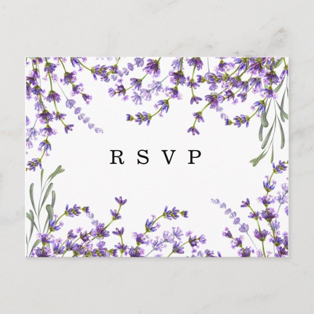 Lavender blommigts boho bröllop OSA vycard Inbjudan Vykort (Framsida)