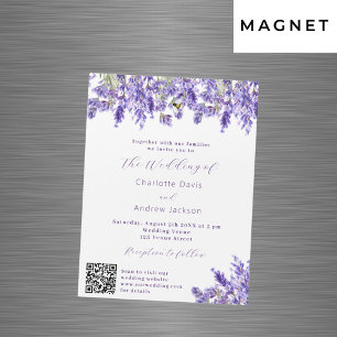 Lavender blommigts QR-OSA, närmare uppgifter om ly Magnetisk Inbjudningskort