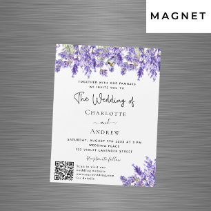 Lavender blommigts QR-OSA, närmare uppgifter om ly Magnetisk Inbjudningskort