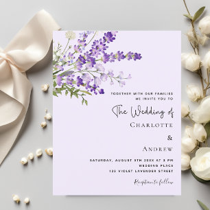 Lavender blommigts violetta bröllopsinbjudan