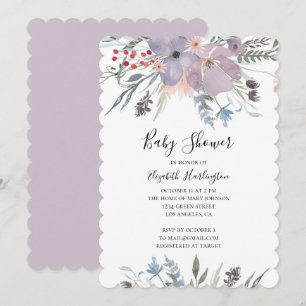 Lavender blommor, babydusch. Sommarlila blommigt Inbjudningar