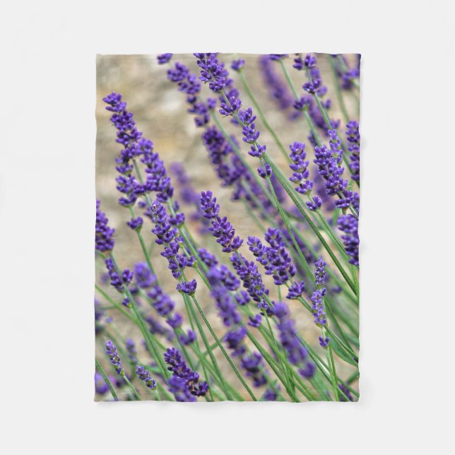 Lavender Blommor Fleecefilt (Framsidan)