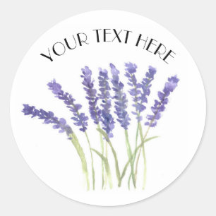 Lavender-blommor Herb Blommigt Rustic Text Runt Klistermärke