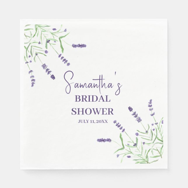 Lavender-blommor Lila Watercolor-Möhippa Pappersservett (Framsidan)