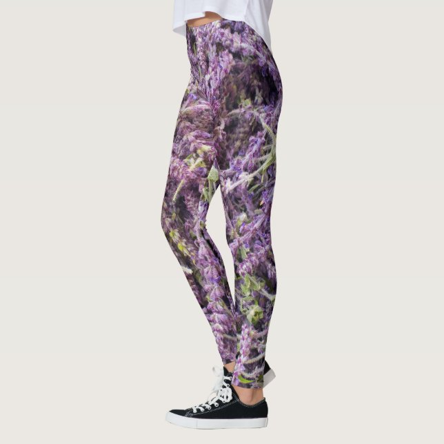 Lavender Blommor mönster Leggings (Vänster)
