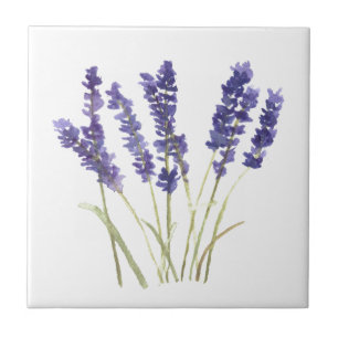 Lavender-blommor örter lila vattenfärg för rustik kakelplatta