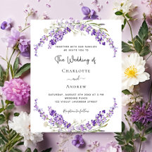 Lavender blommor violett bröllopsinbjudan