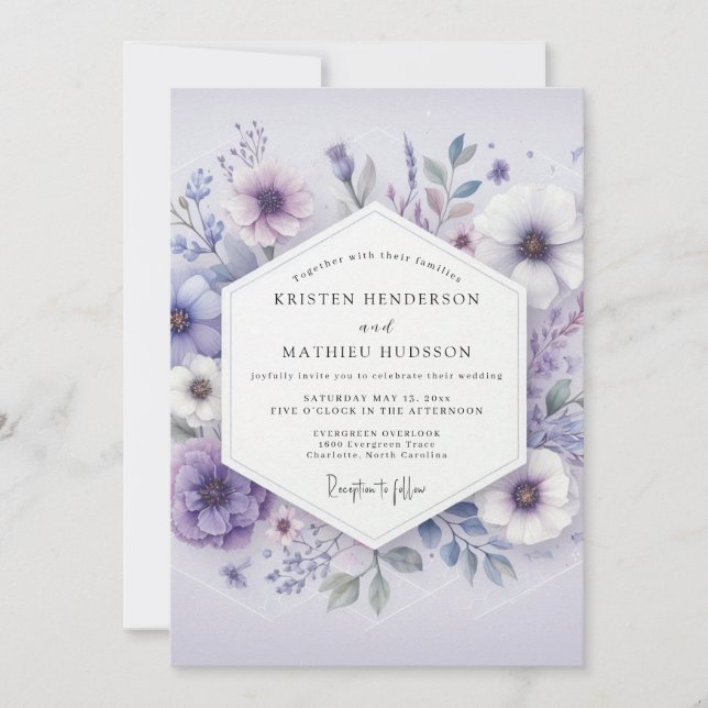 Lavender Bloom Meadow Wedding Inbjudningar (Framsida)