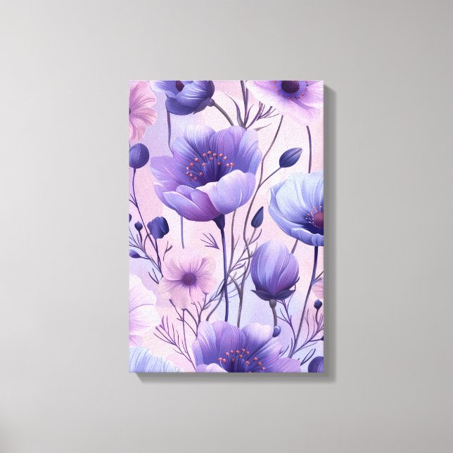 Lavender Bloom: Purple Haze Anemones Print Canvastryck (Framsida)