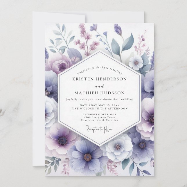Lavender Bloom Whimsy Wedding Inbjudningar (Framsida)