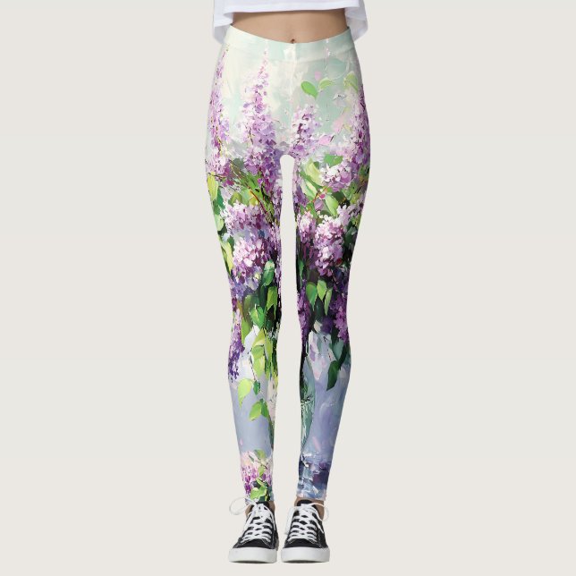 Lavender Blooming Lilac Bouquet Leggings (Framsida)