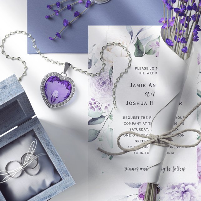 Lavender Blooms Bröllop Inbjudningar (Skapare uppladdad)