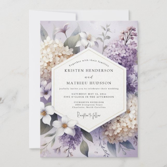 Lavender Blossom Floral Wedding Inbjudningar (Framsida)