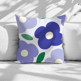 Lavender Blue Abstrakt Retro Flower Mönster Kudde