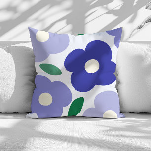 Lavender Blue Abstrakt Retro Flower Mönster Kudde