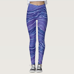 Lavender Blue Abstrakt Vinkarare Mönster Leggings