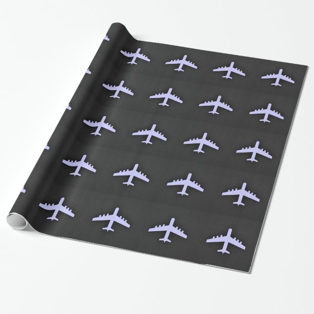 Lavender Blue Airplan Presentpapper (Utrullad)