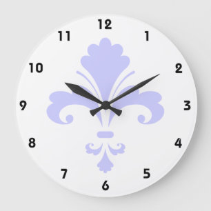 Lavender Blue Fleur-de-lis Stor Klocka