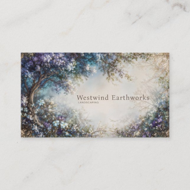 Lavender Blue Floral Grove Romantic Fantasy Visitkort (Framsida)