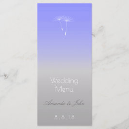 Lavender Blue Grått Ombre Bröllop Menu Meny