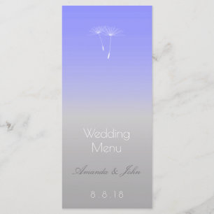 Lavender Blue Grått Ombre Bröllop Menu Meny