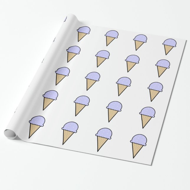 Lavender Blue Ice Cream Cone Presentpapper (Utrullad)
