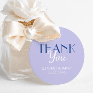 Lavender Blue Roligt Typography Bröllop Tack Runt Klistermärke