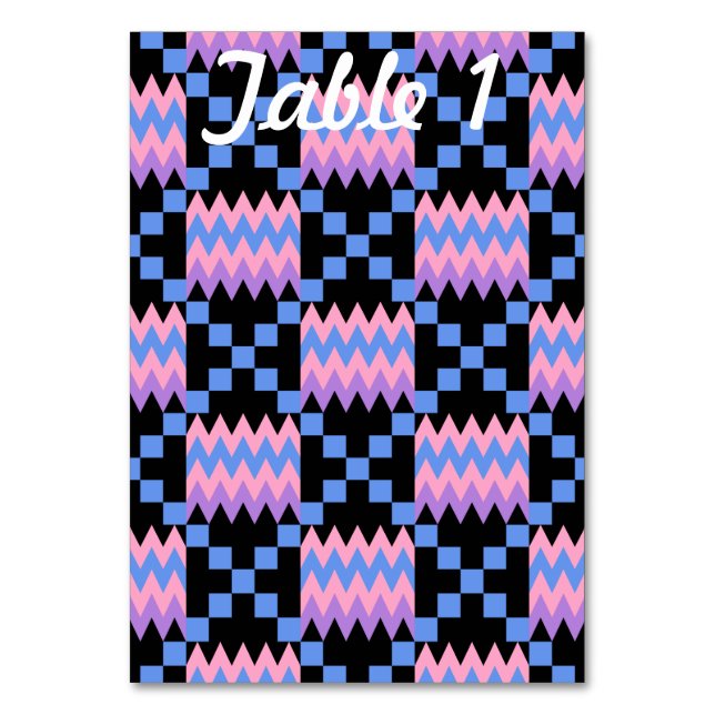 Lavender Blue Rosa Kente Wedding Reception Bord Bordsnummer (Framsidan)