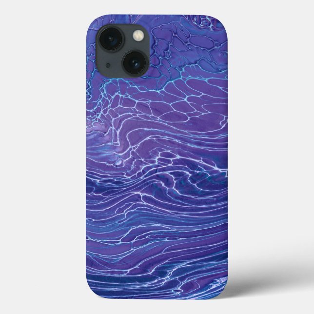 Lavender Blue Snöre Marble Acrylic Abstraction (Baksida)