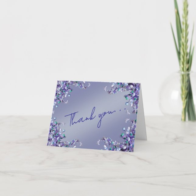 Lavender Blue Spring Lilac Florals Thank You Card Tack Kort (Framsida)